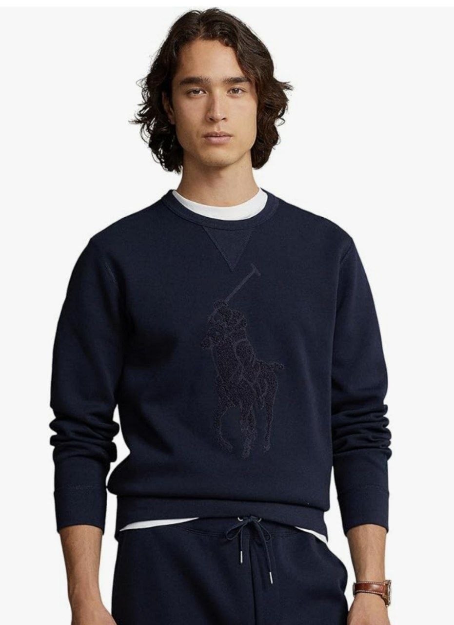 Толстовка свитшот Ralph Lauren Chenille Navy Big Pony Sweatshirt