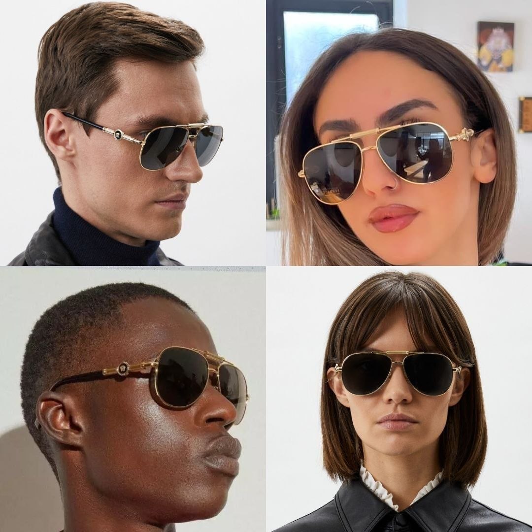 Очки унисекс VERSACE Medusa Gold Sunglasses