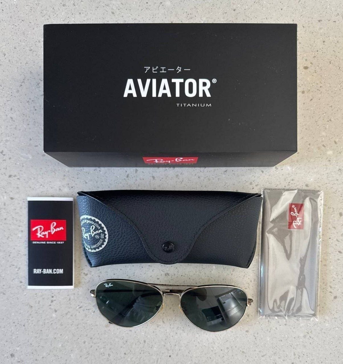 Очки Ray-Ban Aviator Titanium Sunglasses 'Gold'