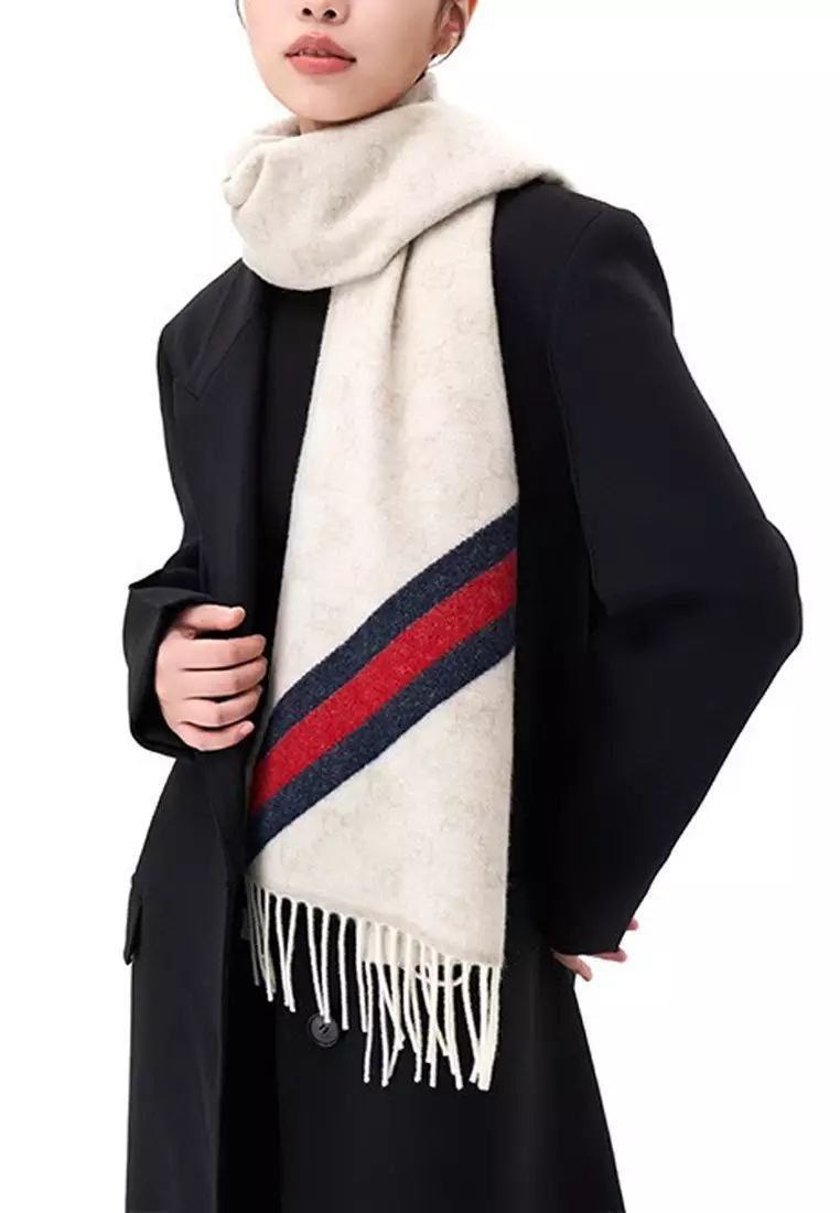 Шарф GUCCI Web GG Alpaca Wool Scarf