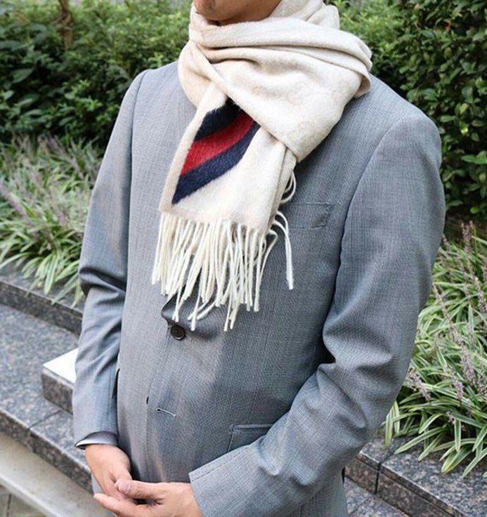 Шарф GUCCI Web GG Alpaca Wool Scarf
