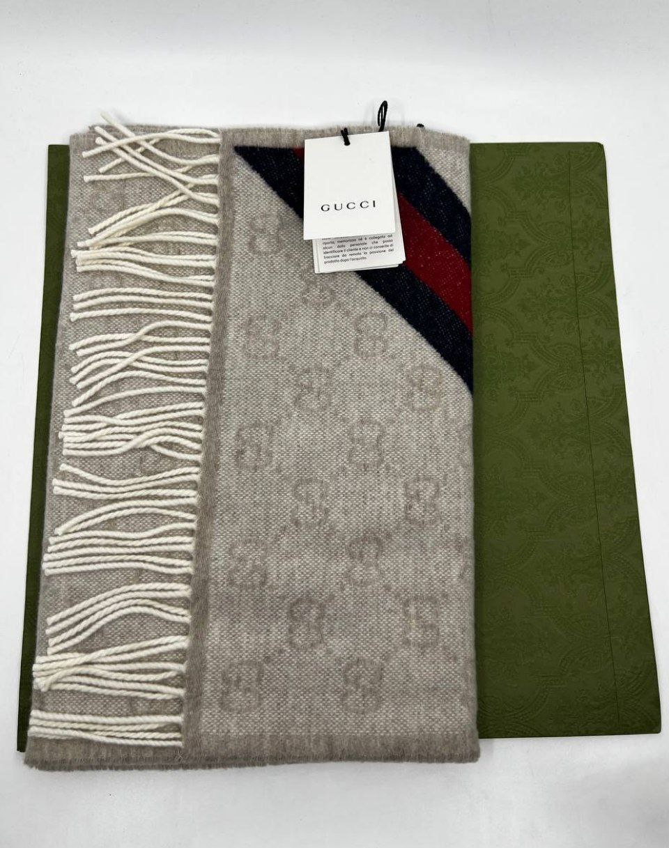 Шарф GUCCI Web GG Alpaca Wool Scarf