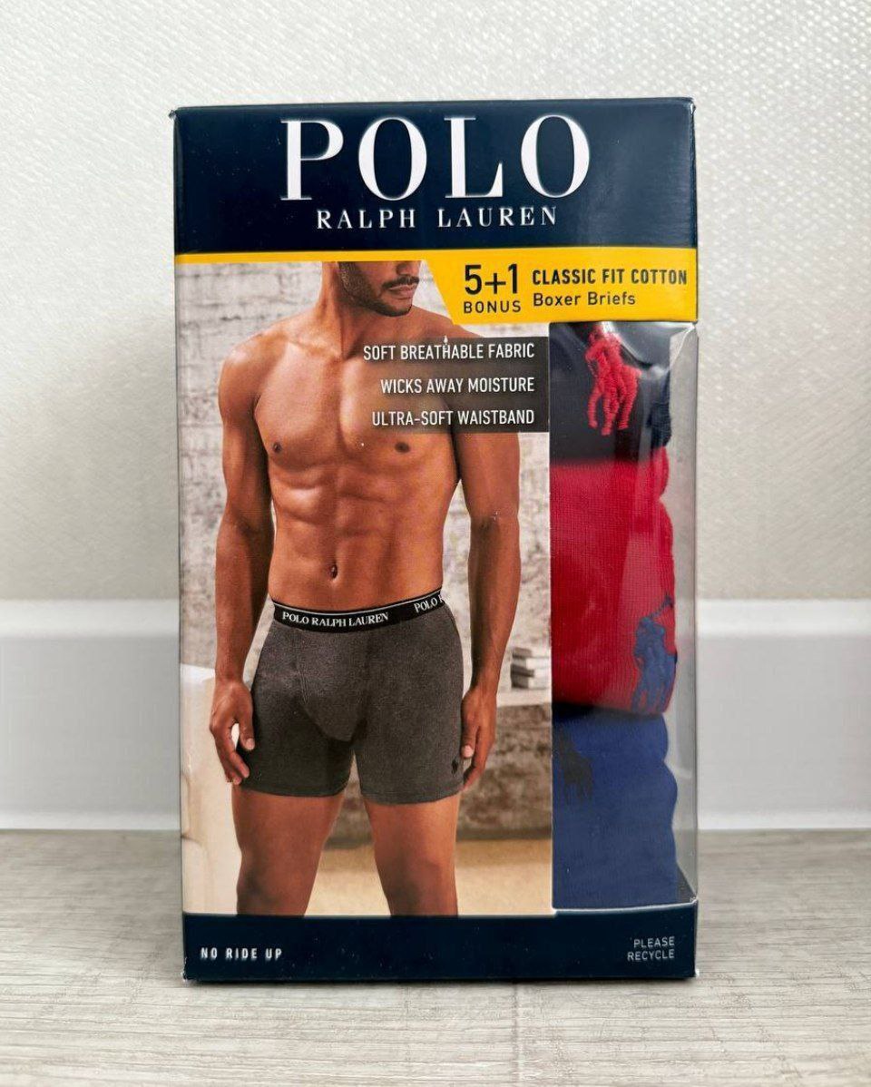 Боксеры трусы Ralph Lauren 6 Pack Classic Fit Cotton Boxer Briefs