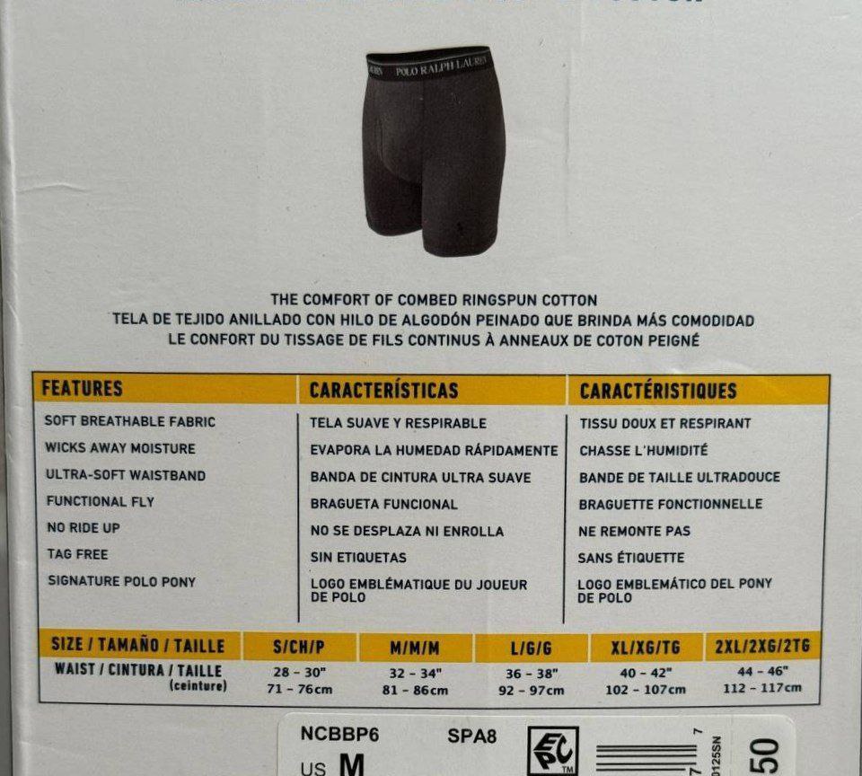Боксеры трусы Ralph Lauren 6 Pack Classic Fit Cotton Boxer Briefs