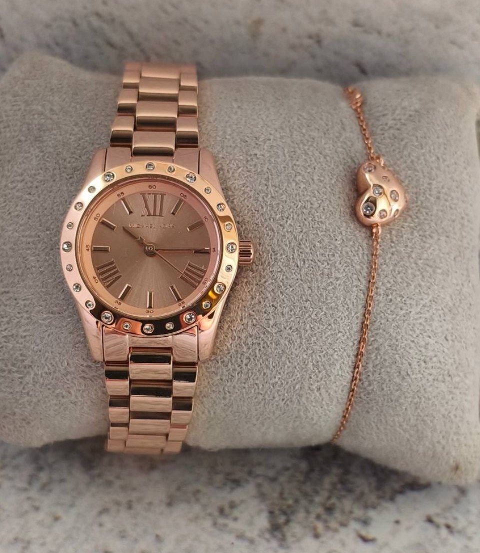Женские часы / ювелирный набор Michael Kors Petite Lexington Pavé 'Rose Gold'