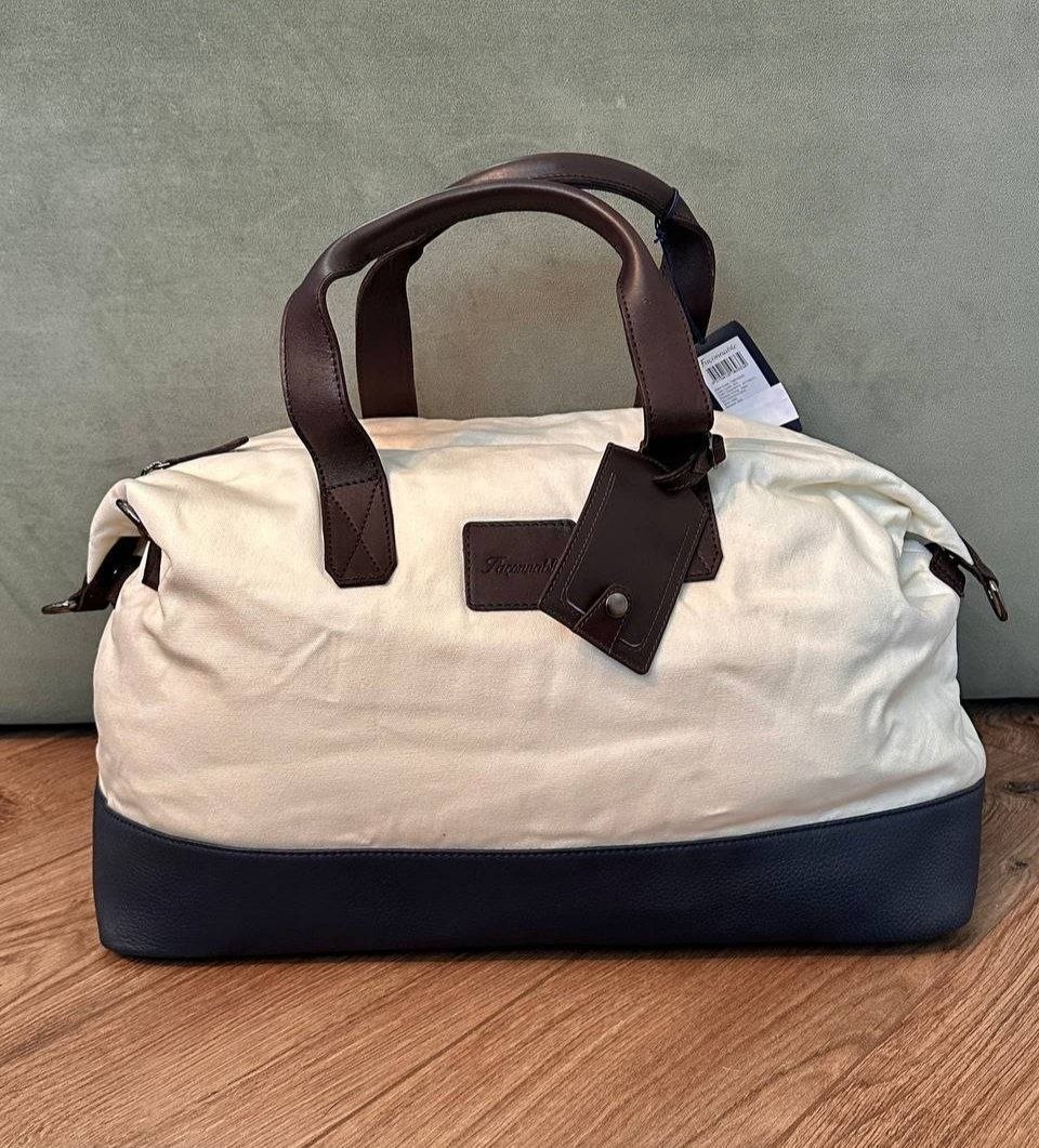 Дорожная сумка Faconnable Canvas Bag With Leather Details