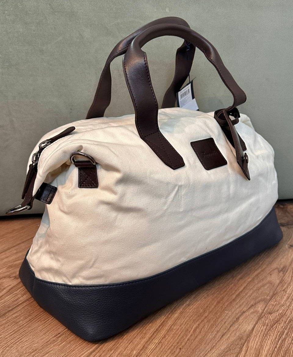 Дорожная сумка Faconnable Canvas Bag With Leather Details