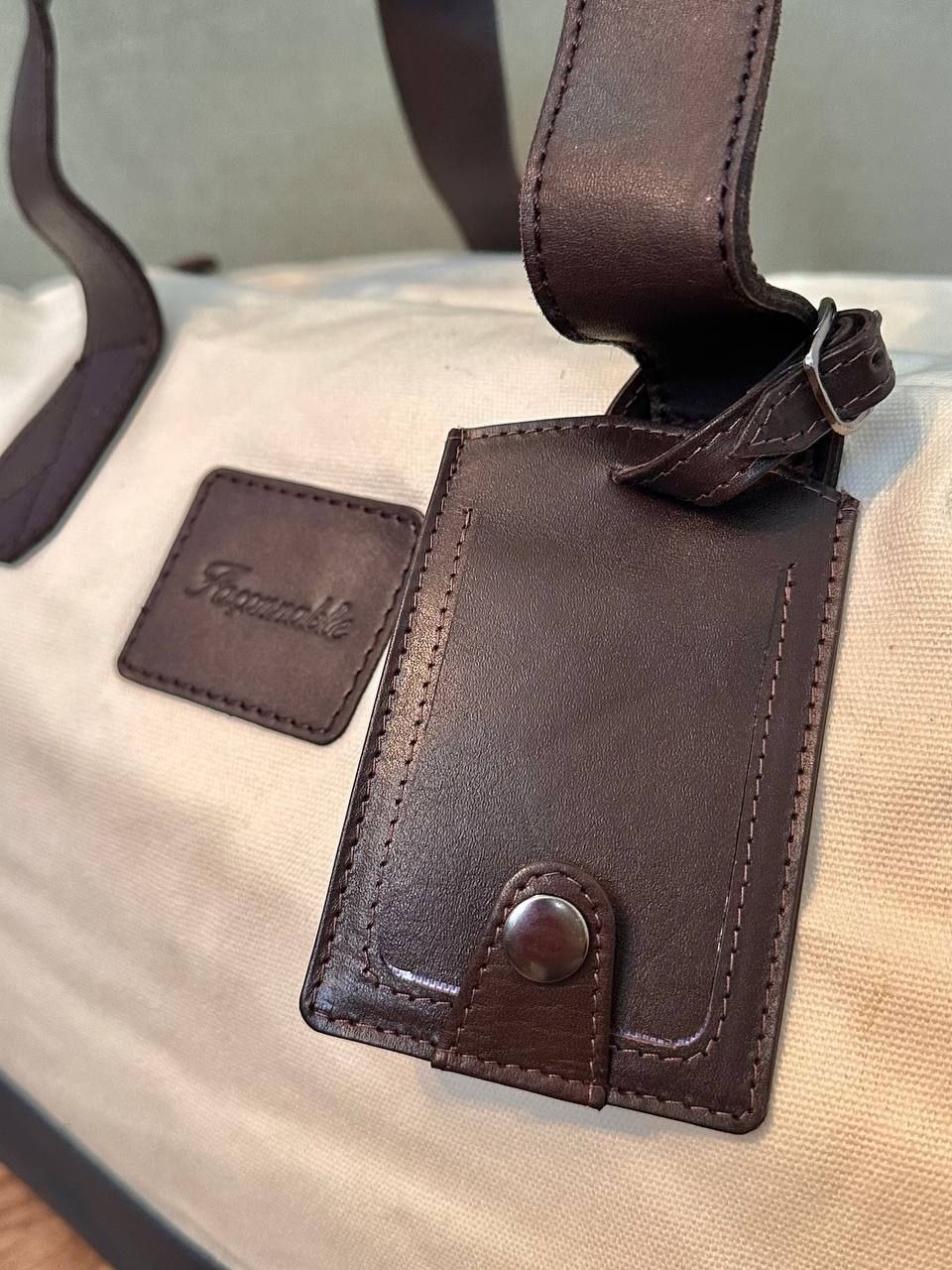 Дорожная сумка Faconnable Canvas Bag With Leather Details