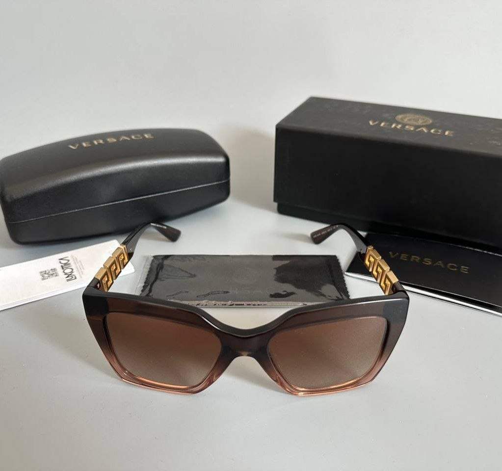 Женские очки Versace Greca Square Sunglasses 'Brown Transparent'