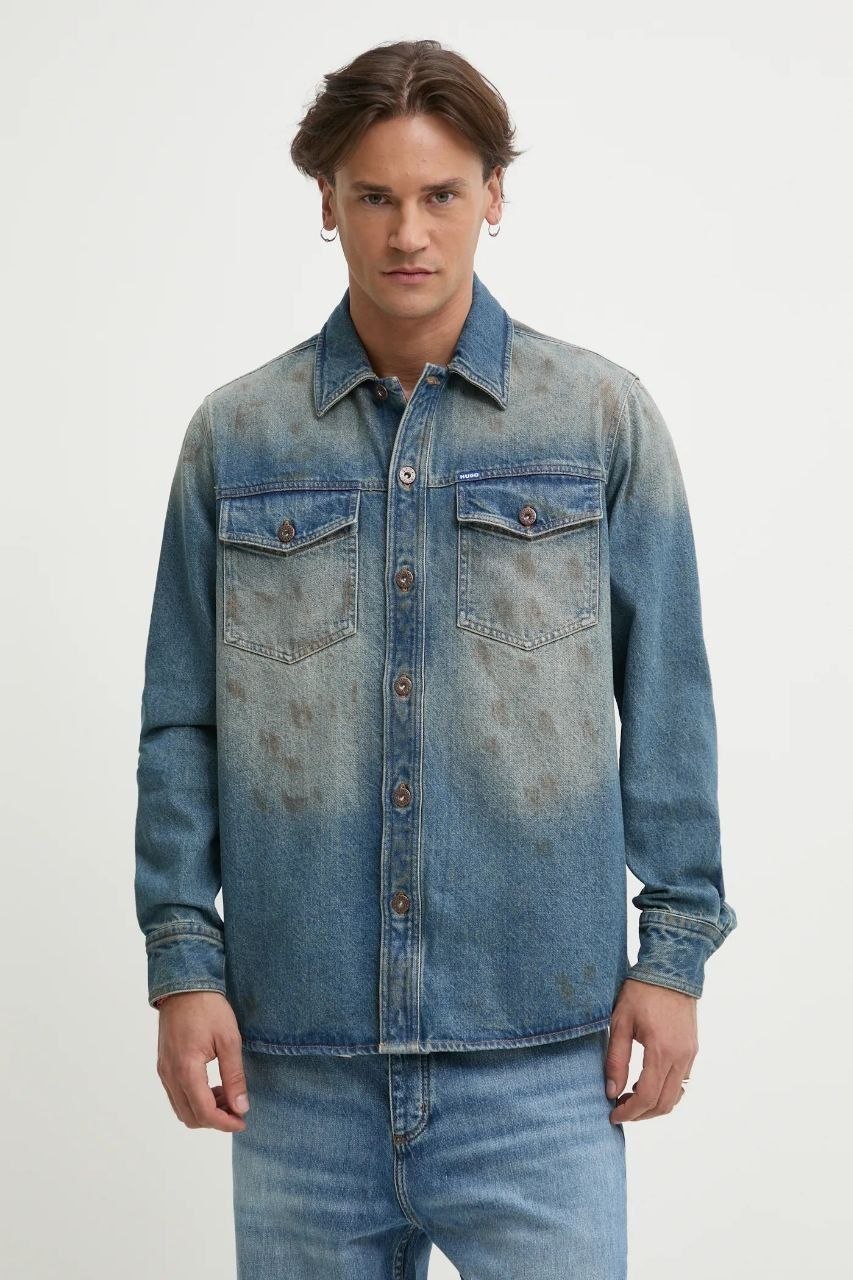 Куртка рубашечного кроя Hugo Blue Loose Fit Denim Shirt