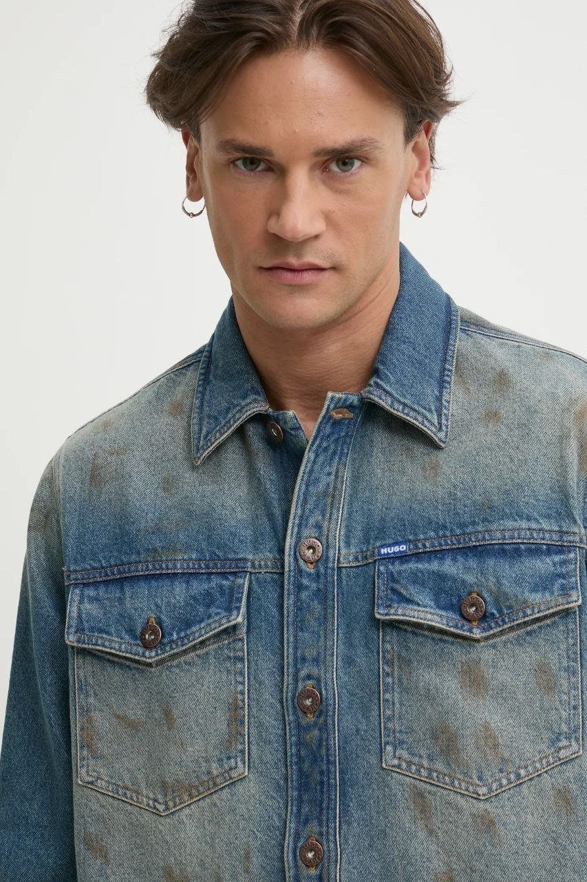 Куртка рубашечного кроя Hugo Blue Loose Fit Denim Shirt
