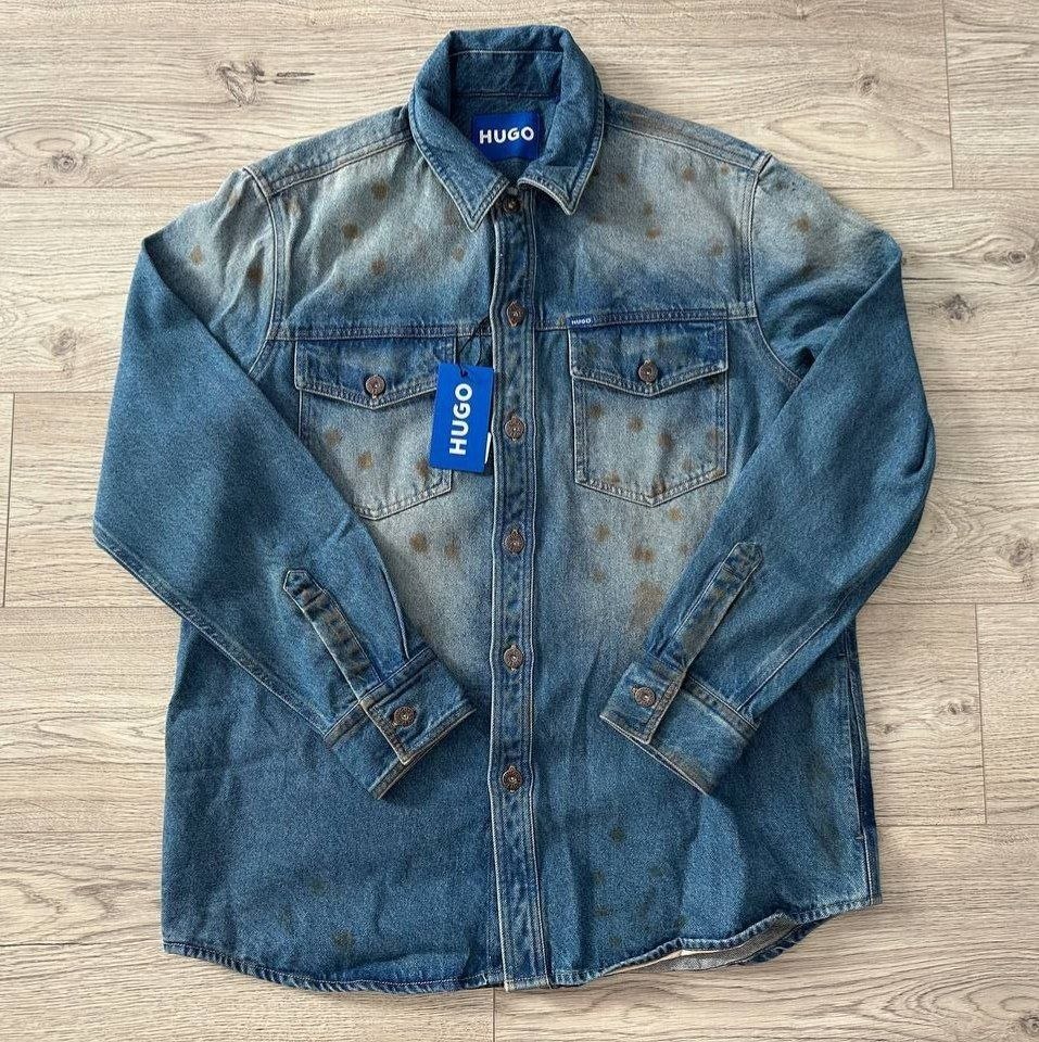 Куртка рубашечного кроя Hugo Blue Loose Fit Denim Shirt
