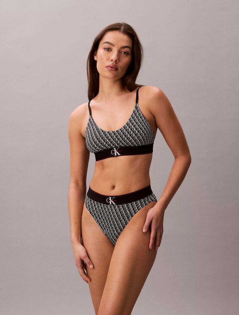 Комплект белья Calvin Klein Graphic Monogram Microfiber Stretch Bralette & High Waist Bikini