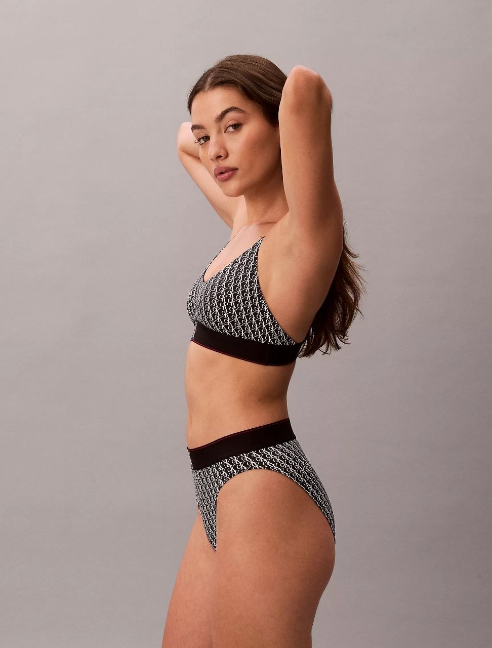 Комплект белья Calvin Klein Graphic Monogram Microfiber Stretch Bralette & High Waist Bikini