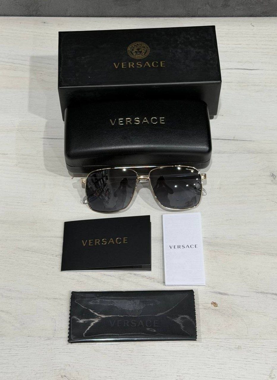 Очки VERSACE Square Polarized Sunglasses 'Pale Gold'