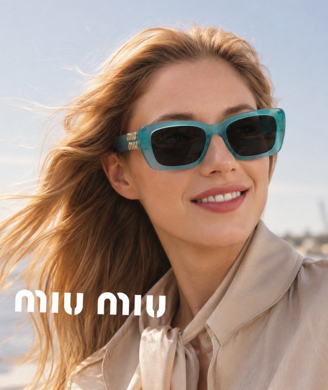 Женские очки Miu Miu Rectangular Sunglasses 'Opal Anise'