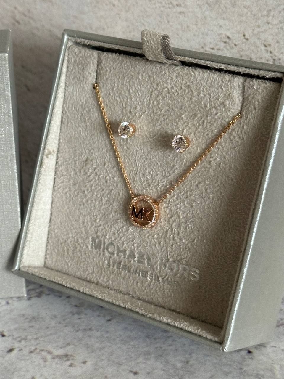 Ювелирный комплект Michael Kors Sterling Gold Necklace & Earrings Box Set