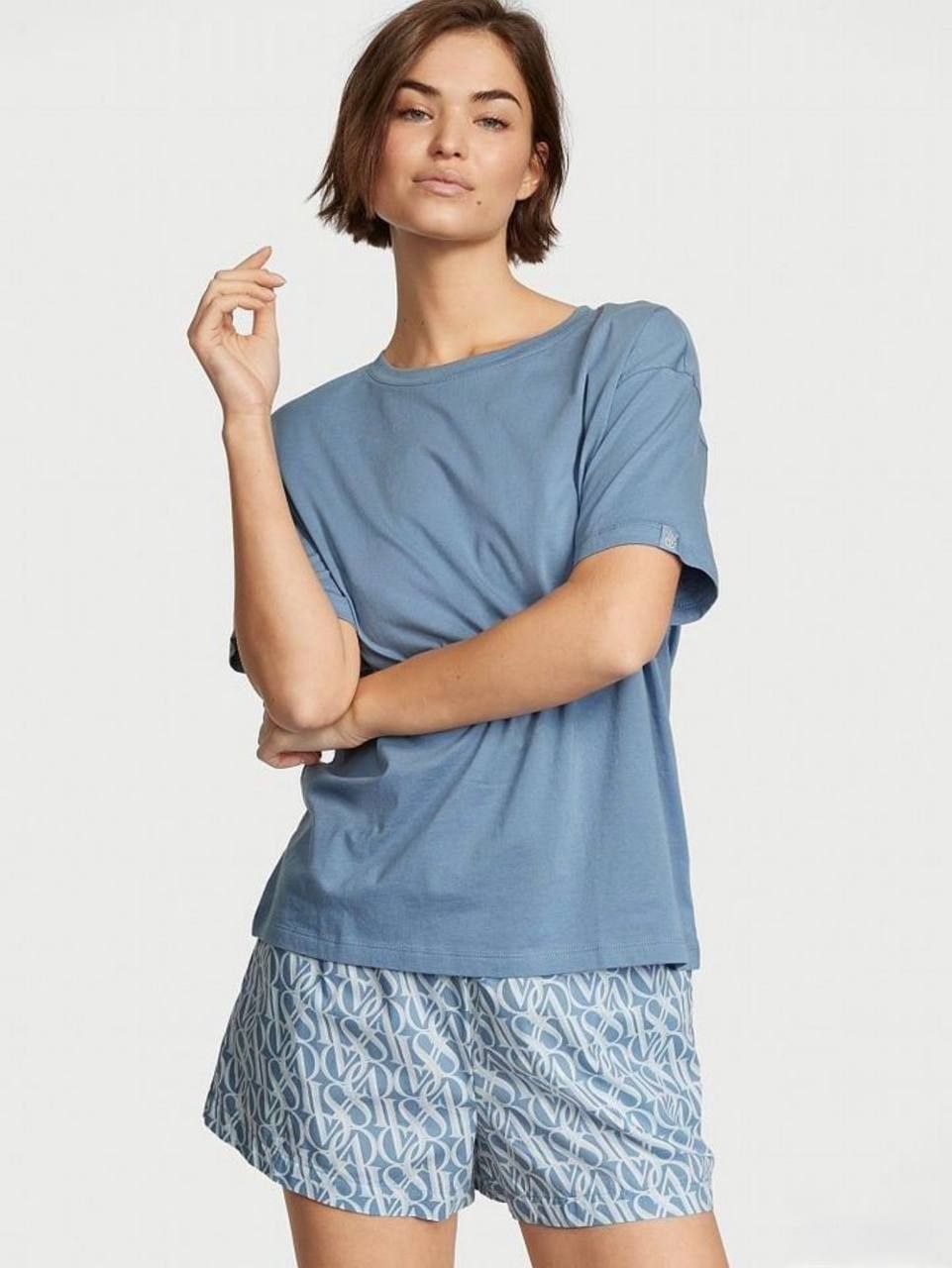 Женская пижама Victoria Secret Cotton Short Tee-Jama Set 'Faded Denim'