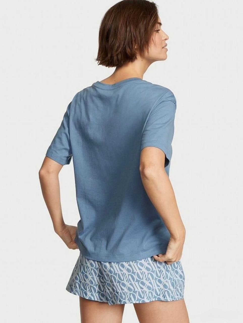 Женская пижама Victoria Secret Cotton Short Tee-Jama Set 'Faded Denim'
