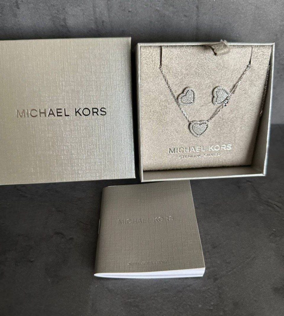 Ювелирный комплект Michael Kors Pavé Heart Necklace & Earrings