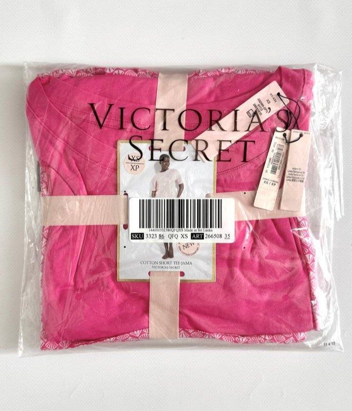 Женская пижама Victoria's Secret Cotton Short Tee-Jama Set 'Fever Pink'