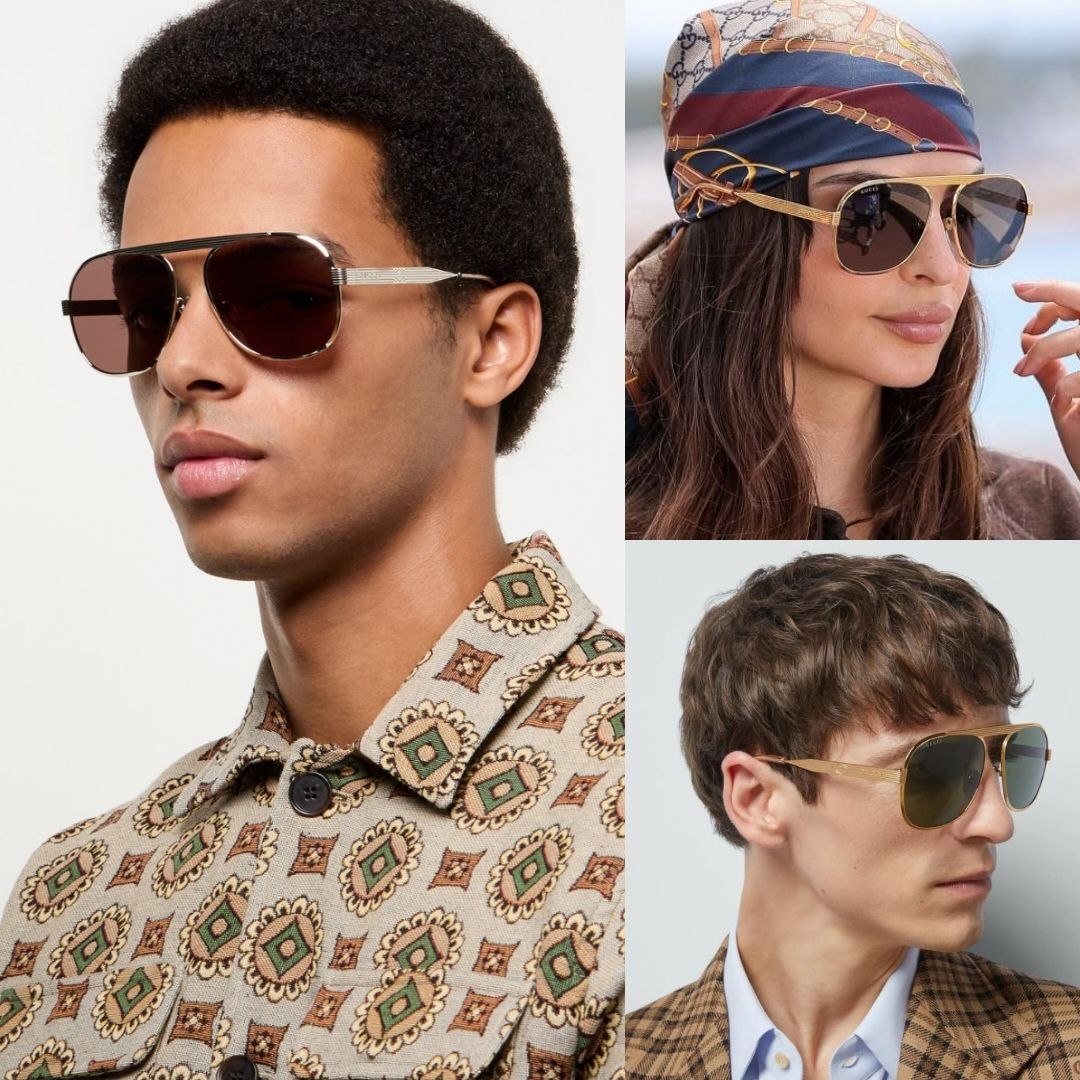 Очки унисекс Gucci Pilot Frame Metal Sunglasses