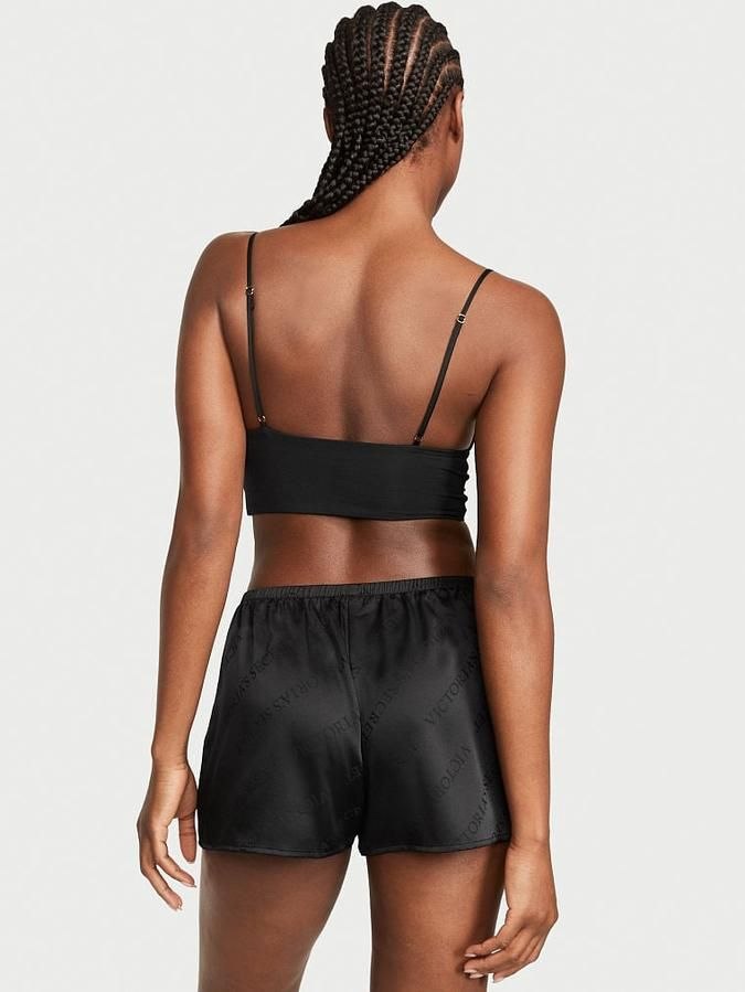 Пижама Victoria's Secret Modal Cropped Cami Satin Shorts Set 'Black'