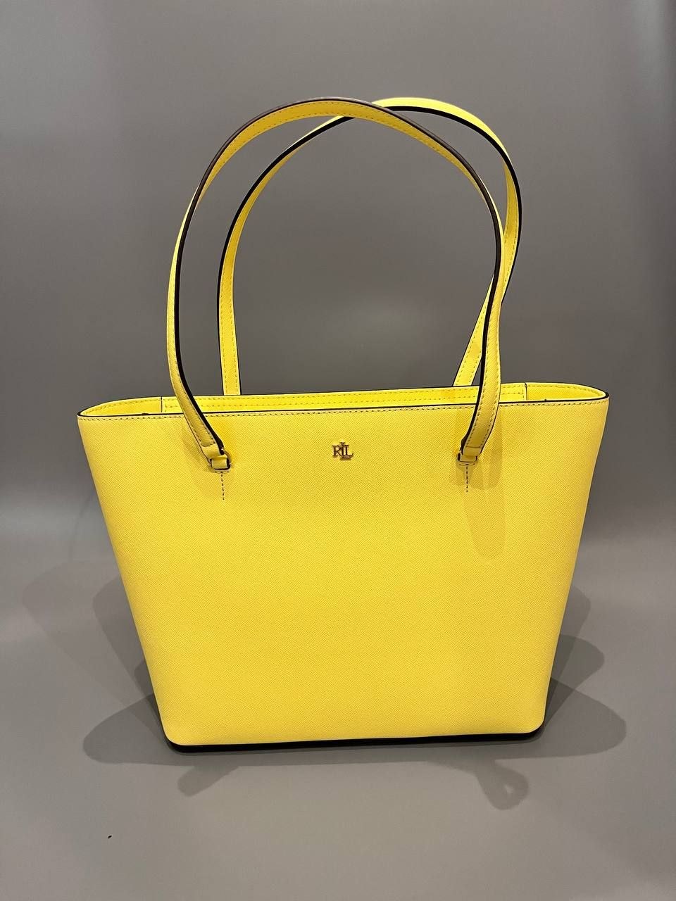 Сумка Lauren Ralph Lauren Crosshatch Leather Medium Karly Shopper Tote 'Lemon Sorbet'