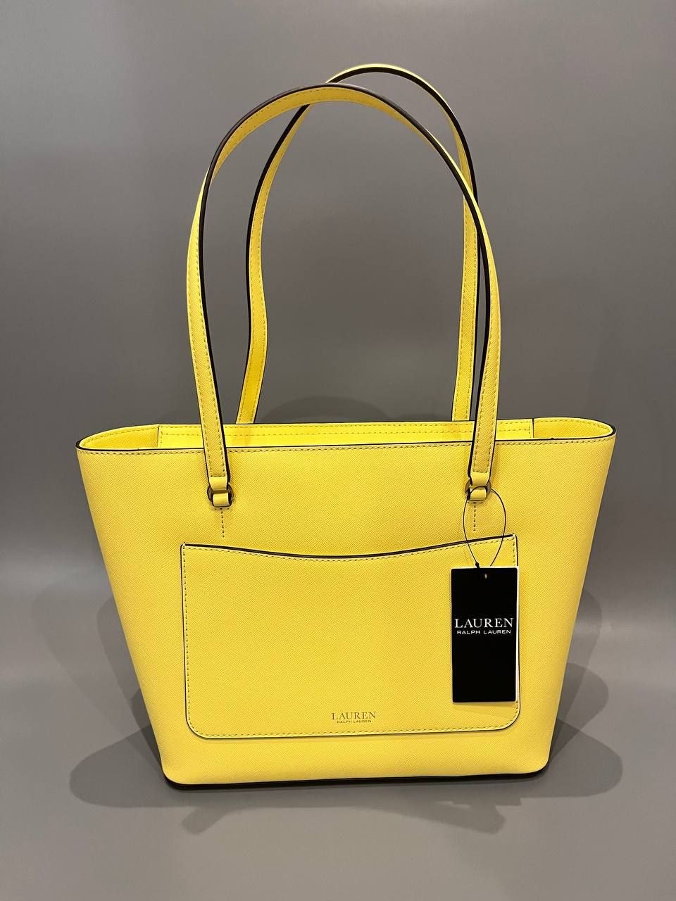 Сумка Lauren Ralph Lauren Crosshatch Leather Medium Karly Shopper Tote 'Lemon Sorbet'