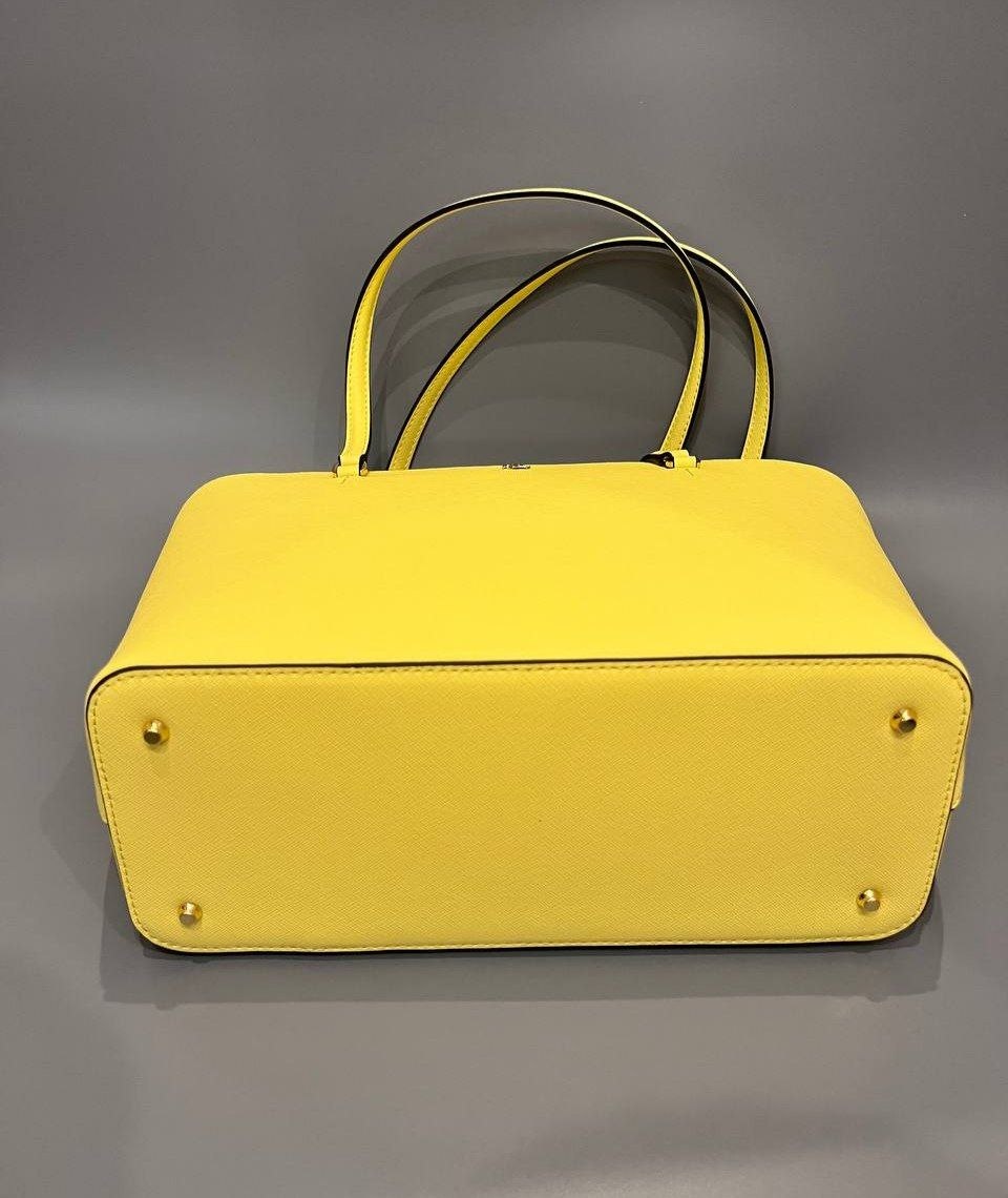 Сумка Lauren Ralph Lauren Crosshatch Leather Medium Karly Shopper Tote 'Lemon Sorbet'