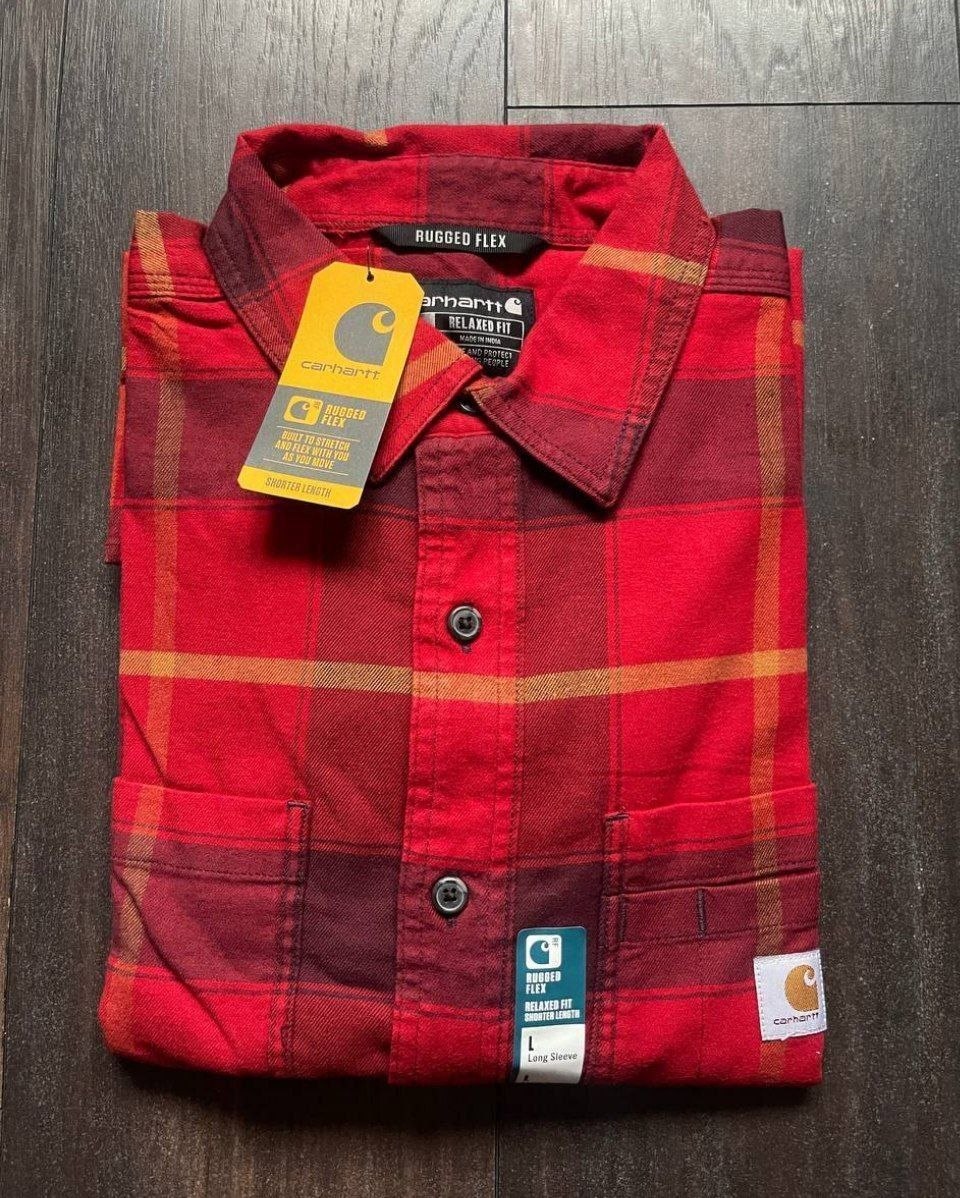 Рубашка Carhartt Rugged Flex Relaxed Fit Midweight Flannel Plaid Shirt