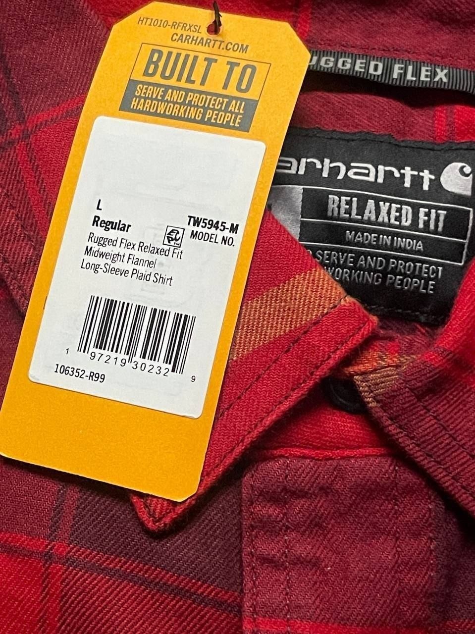 Рубашка Carhartt Rugged Flex Relaxed Fit Midweight Flannel Plaid Shirt