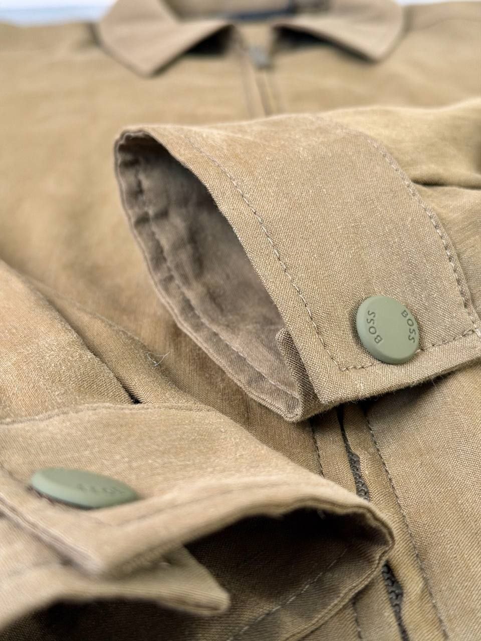 Овершот куртка BOSS Carper Relaxed Fit Zipped Linen Overshirt
