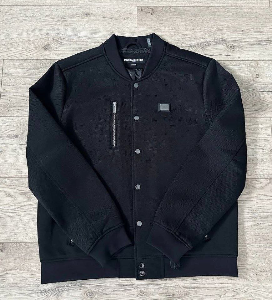 Бомбер куртка Karl Lagerfeld Paris Textured Bomber Jacket 'Black'