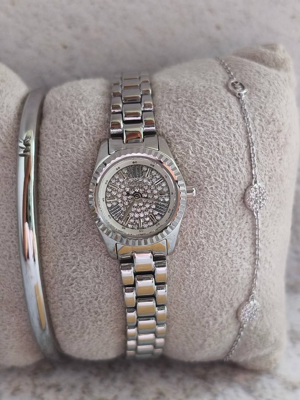 Женские часы и ювелирный набор Michael Kors Petite Lexington Pavé 'Silver-Tone'