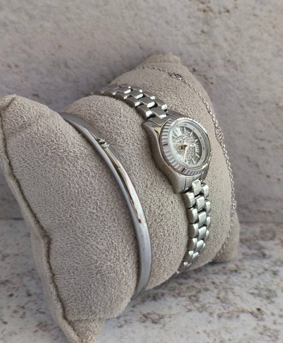 Женские часы и ювелирный набор Michael Kors Petite Lexington Pavé 'Silver-Tone'