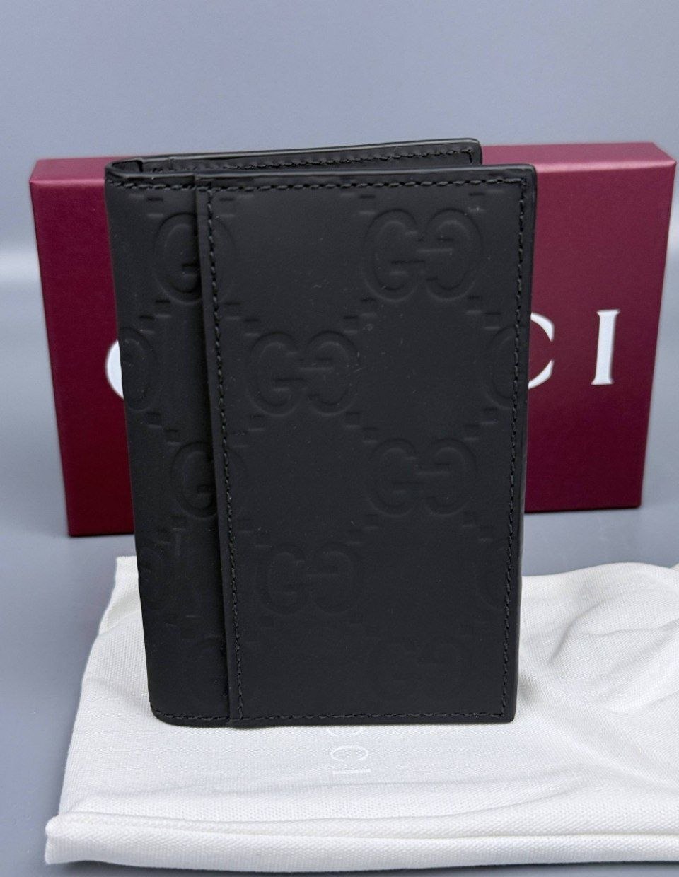 Картхолдер / визитница Gucci GG Rubber-Effect Long Card Case