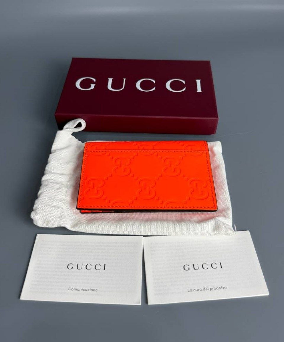 Картхолдер / визитница Gucci GG Rubber-Effect Long Card Case