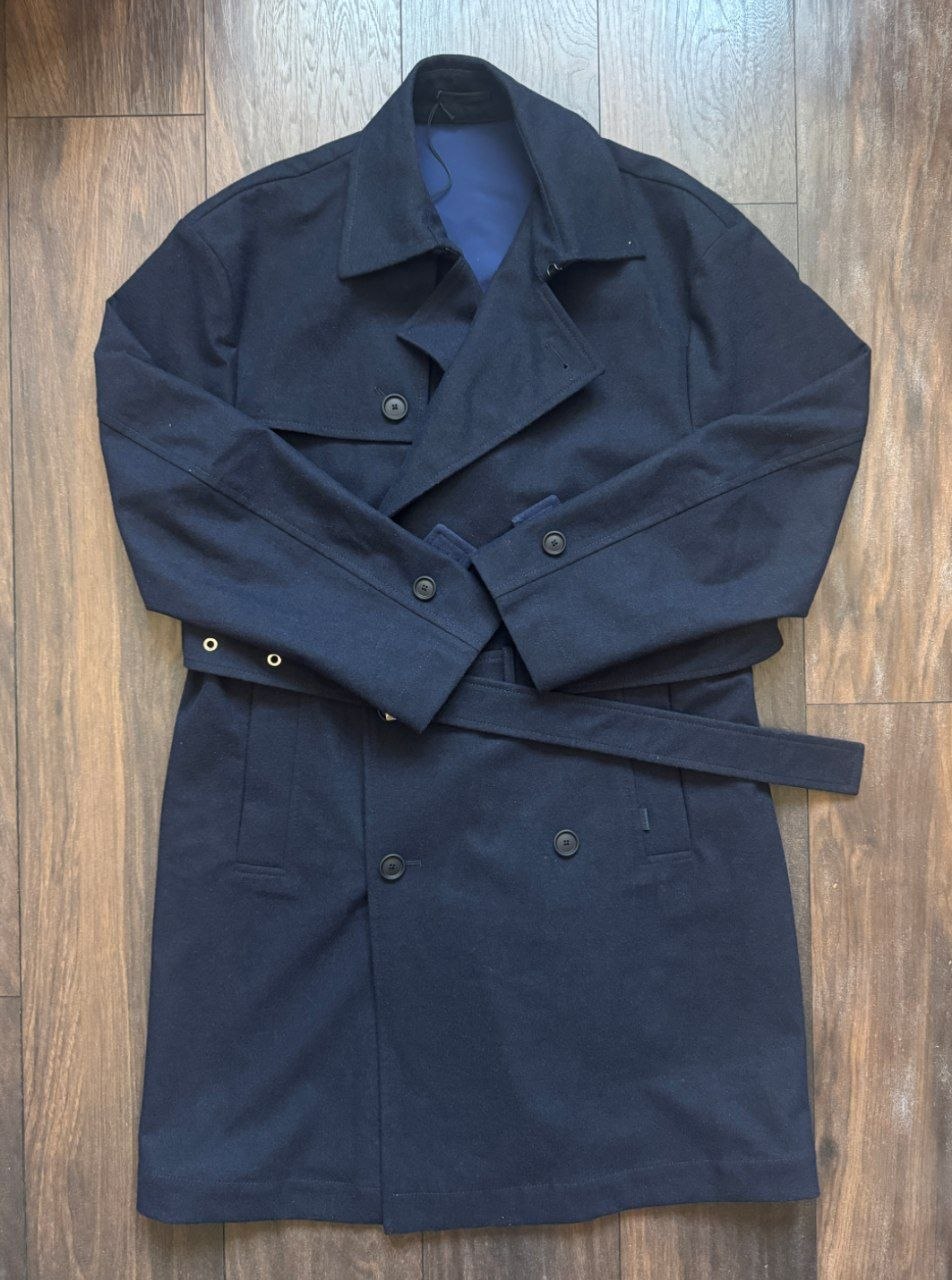 Тренч пальто BOSS P-Clark-Tech Flannels Trench Coat 'Dark Blue'