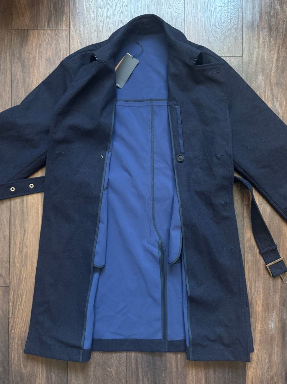 Тренч пальто BOSS P-Clark-Tech Flannels Trench Coat 'Dark Blue'