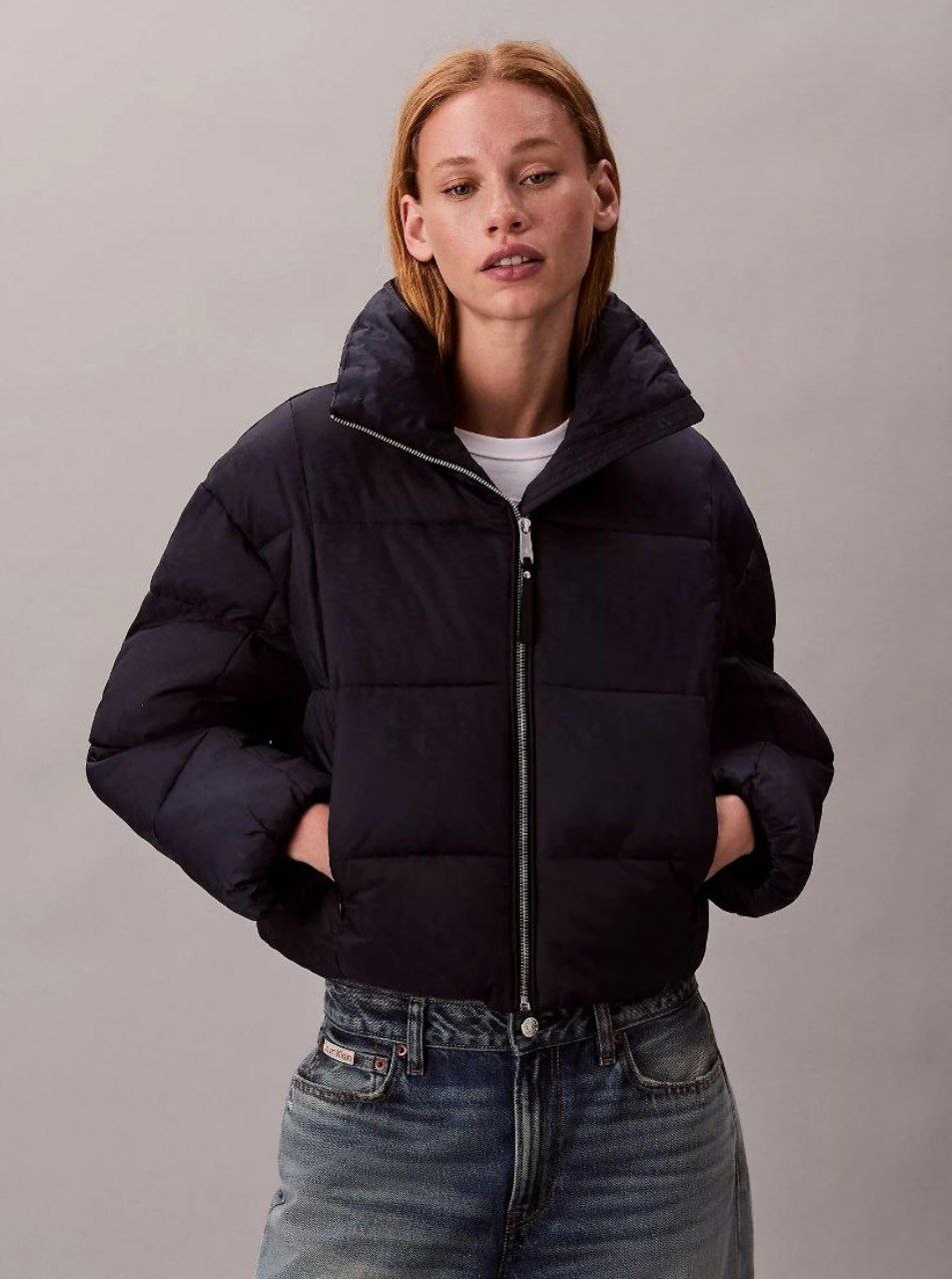 Женская куртка пуховик Calvin Klein Allover Monogram Puffer Jacket 'Blue'