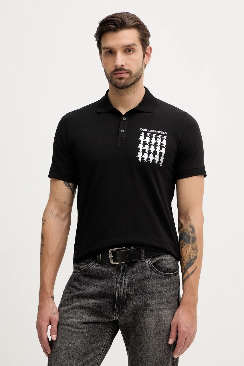 Поло Karl Lagerfeld Black Logo Print Polo 'Black'