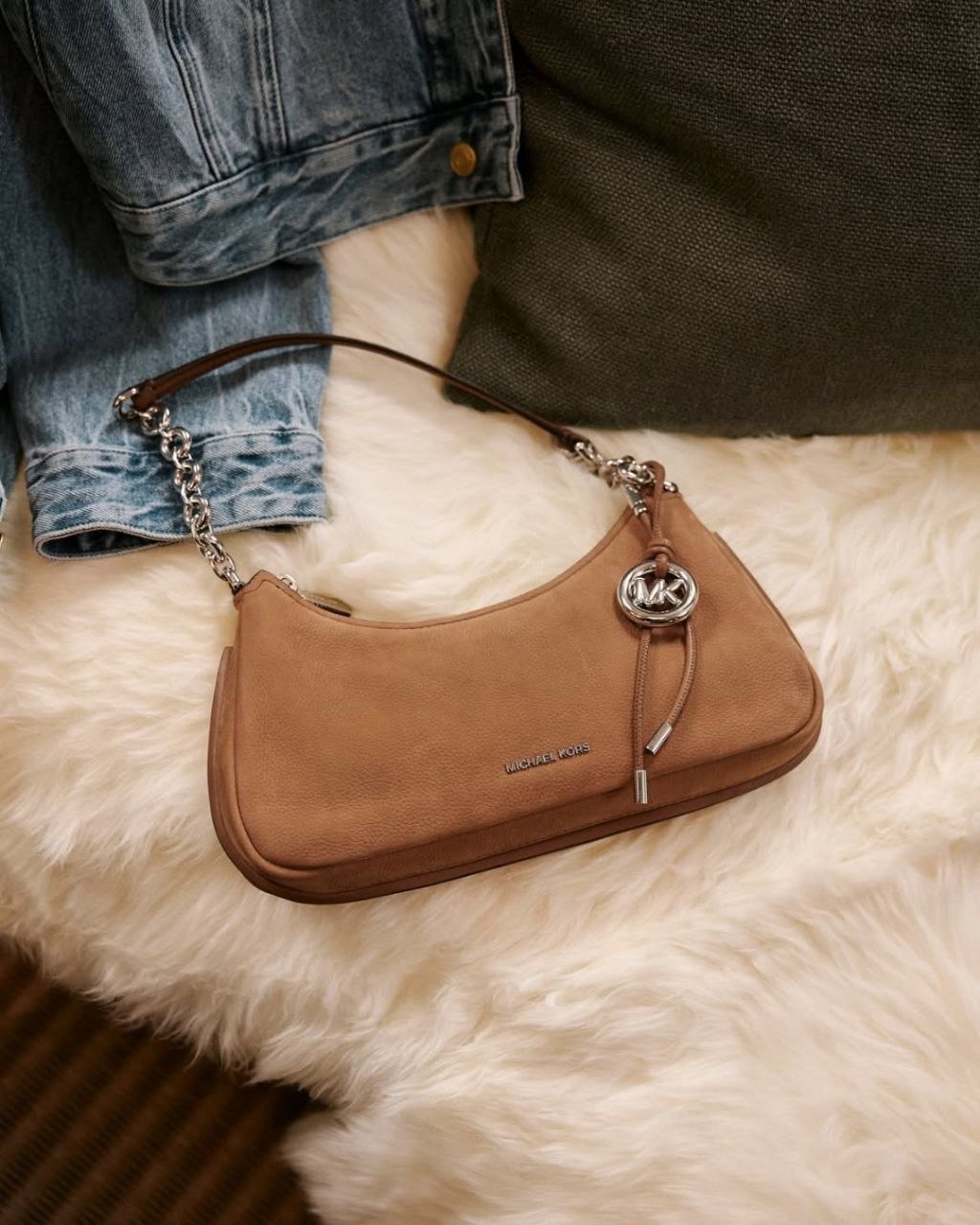 Сумка Michael Kors Nolita Medium Nubuck Chain Pochette 'Luggage'