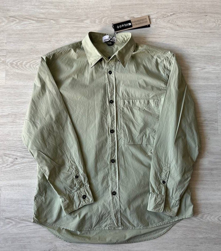 Рубашка Stone Island Comfort Fit Organic Cotton Tela 'Paracadute' Overshirt 'Sage'