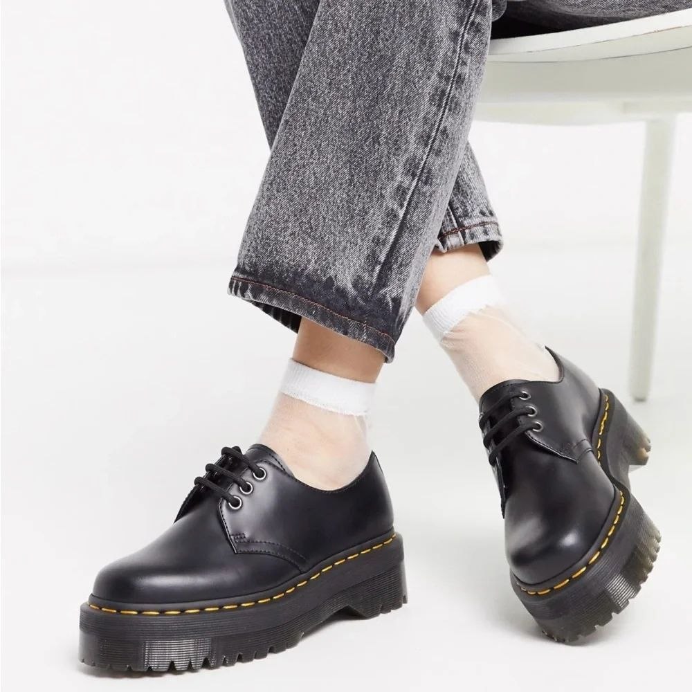 Женские ботинки / туфли Dr. Martens 1461 Quad Smooth Leather Platform Shoes