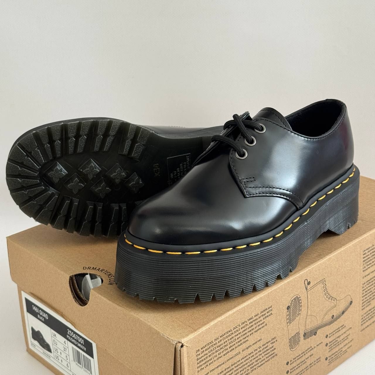 Женские ботинки / туфли Dr. Martens 1461 Quad Smooth Leather Platform Shoes