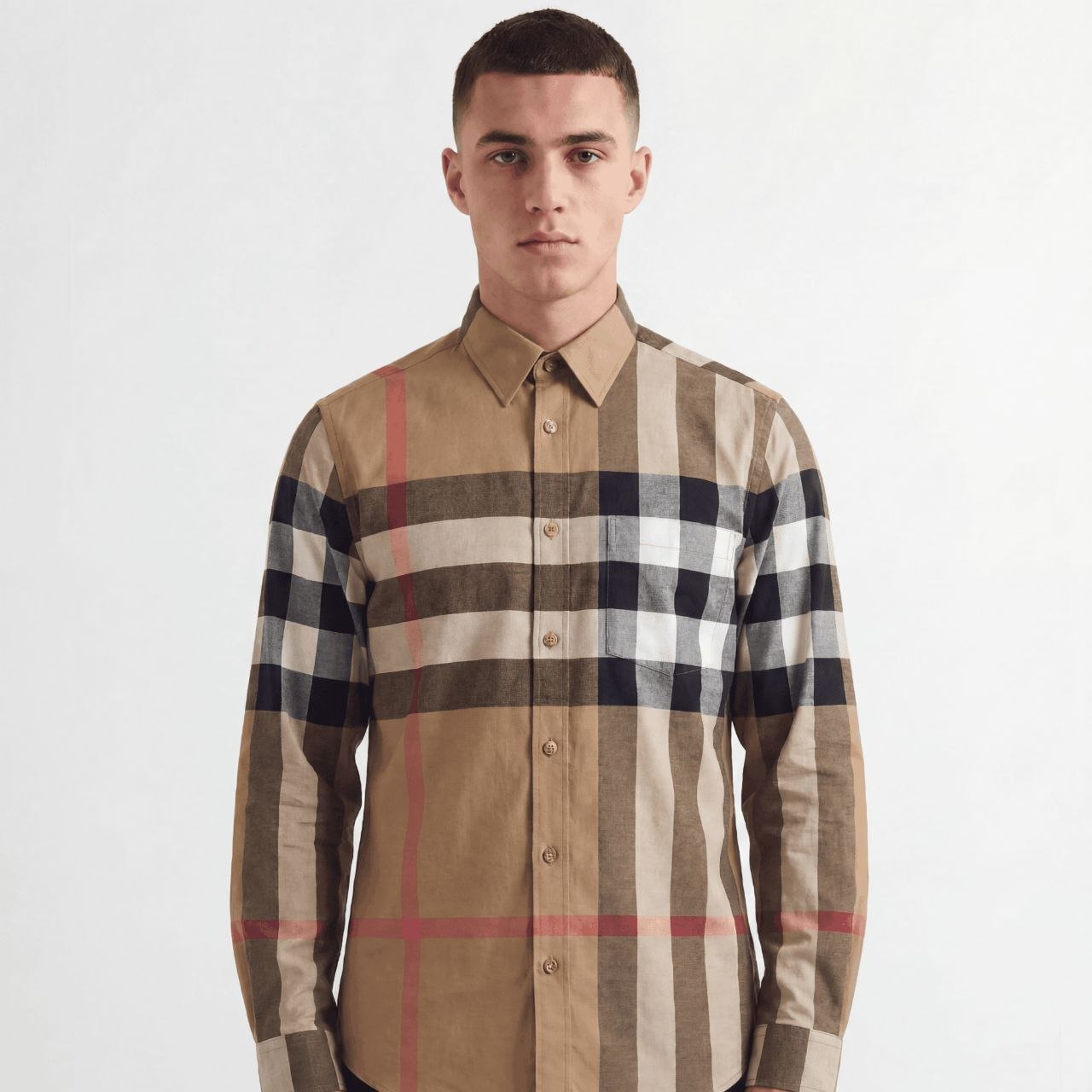 Рубашка Burberry Claverdon Check Shirt 'Taupe Brown'