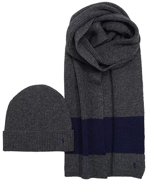 Набор шапка + шарф Polo Ralph Lauren Rugby Stripe Hat and Scarf Gift Set