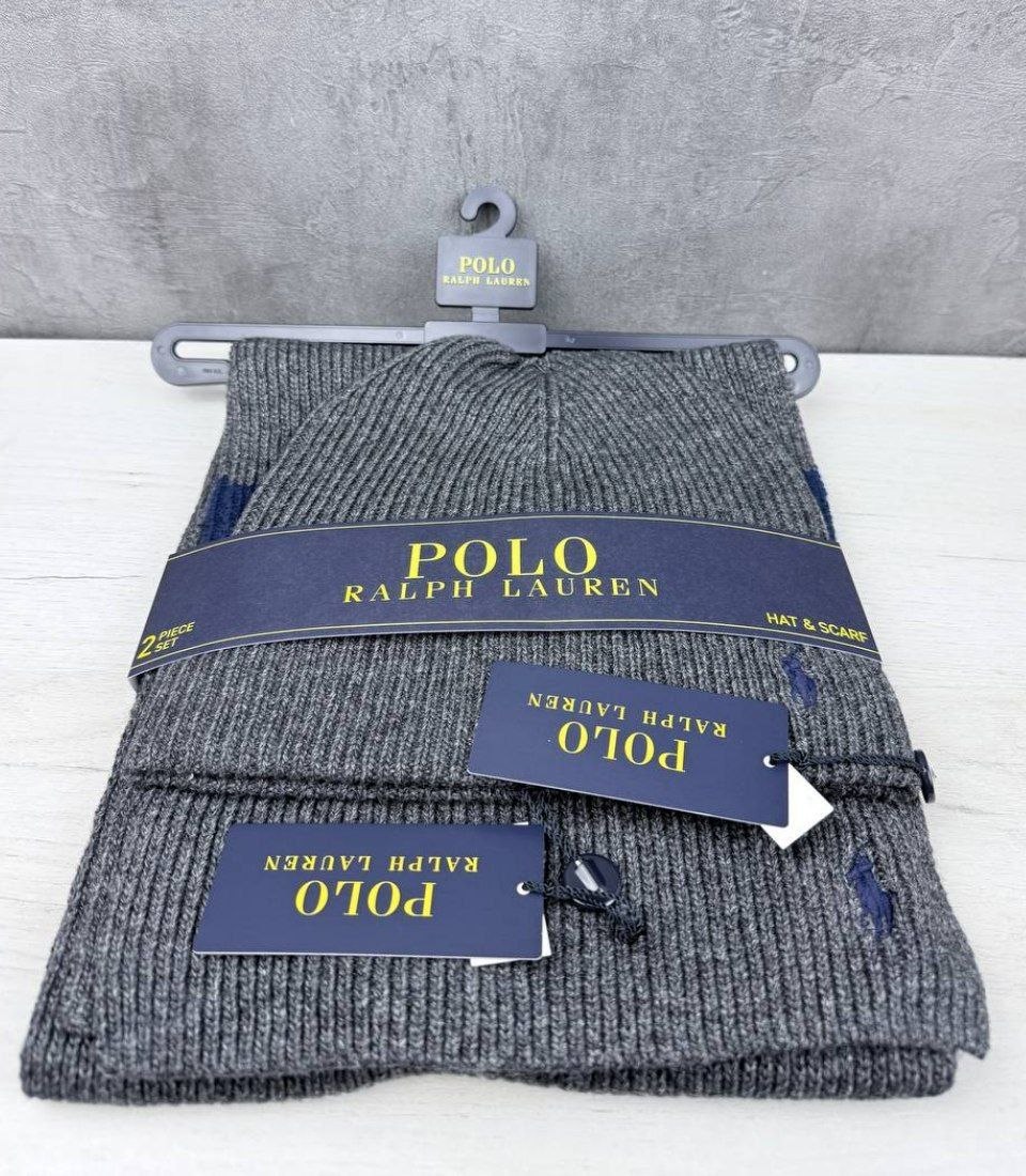 Набор шапка + шарф Polo Ralph Lauren Rugby Stripe Hat and Scarf Gift Set