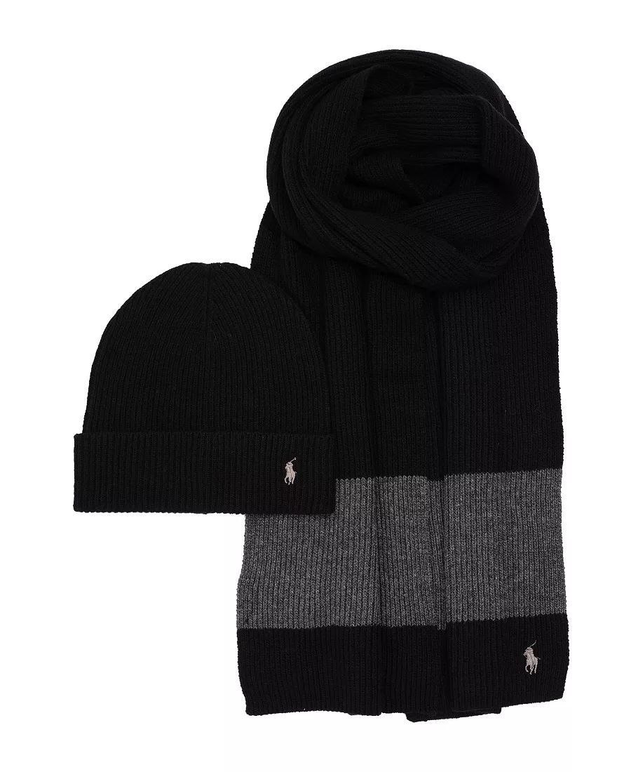 Набор шапка + шарф Polo Ralph Lauren Rugby Stripe Hat and Scarf Gift Set